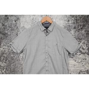Ted Baker Slim Fit White Cotton Geometric Short Sleeve Button Shirt 3 M Medium
